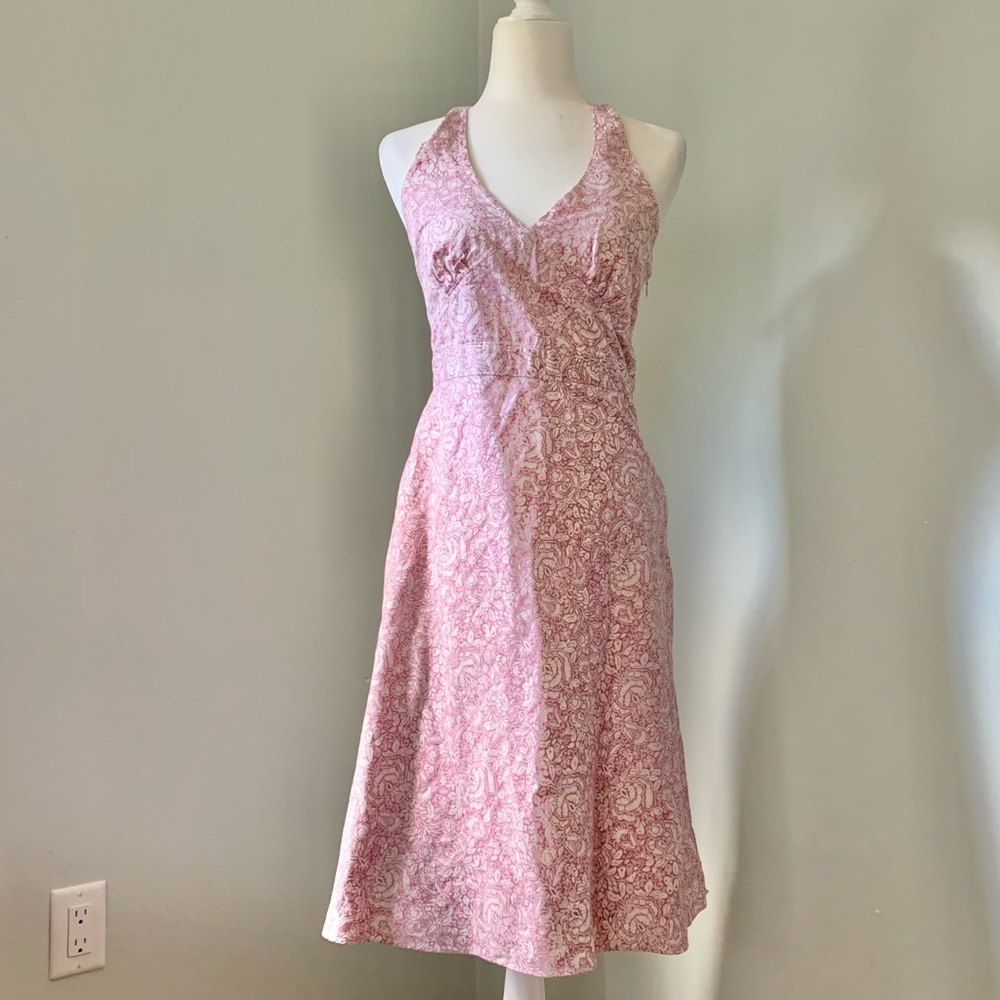 Pink floral J Crew halter dress